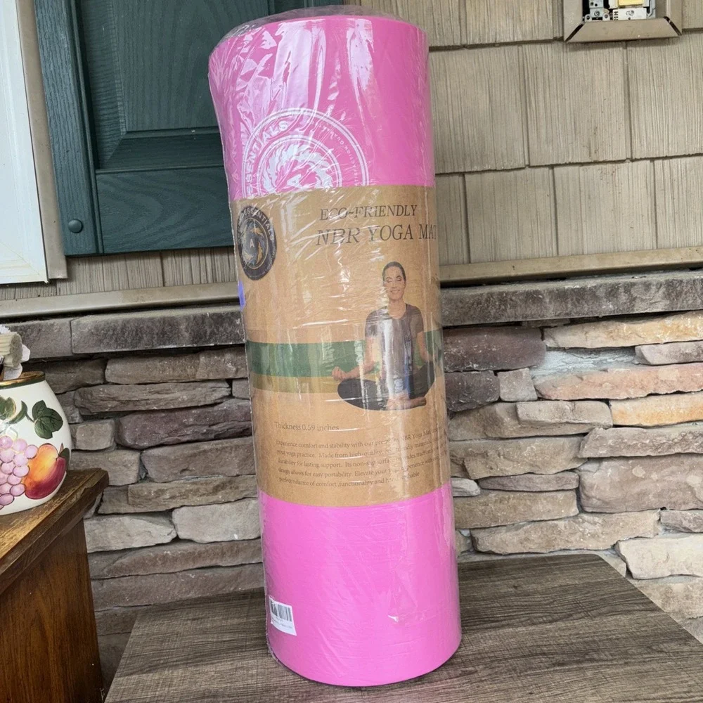 Thick Pink NBR Foam Yoga Mat Eco Friendly W/ Carry Strap 72x24